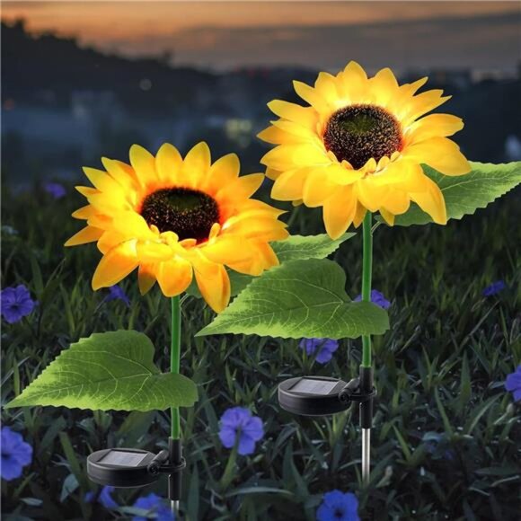 Garden Decor, Solar Powered Sunflower Lights, Lights Outdoor, Solar Lights - Picture 1 of 8